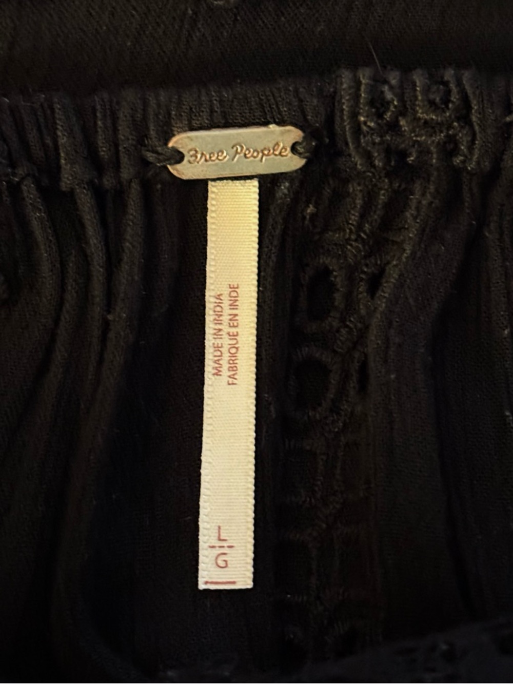 Free People Kiss Kiss Black Embroidered Lace Tunic,Size-Large - Picture 9 of 12